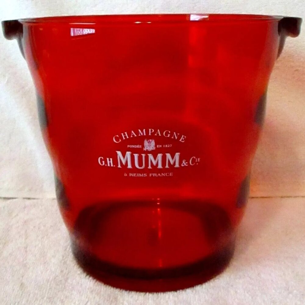 Vintage 1980's Red Lucite G.H. Mumm & Cie Champagne Ice Bucket Cooler